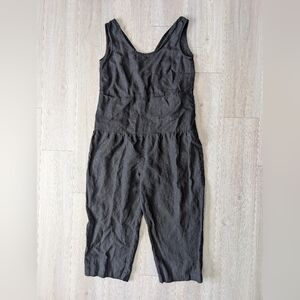 Linenfox Hai Linen Jumpsuit Black Cropped Length Oversized Relaxed